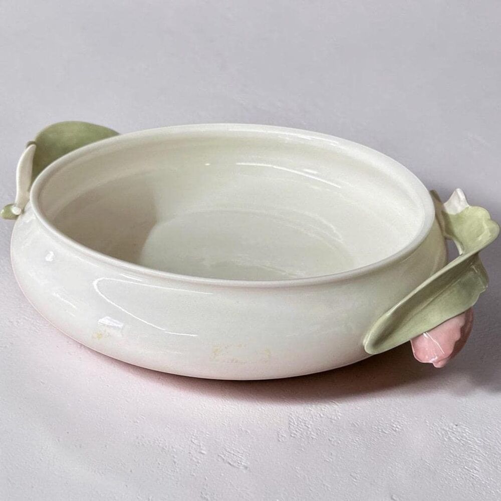 Goebel West Germany Tulip Handled Bowl Porcelain Floral Serving Bowl Vintage